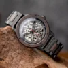 Skeleton Mechanical Wooden Watch Ebony Black - Hero