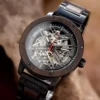 Skeleton Mechanical Wooden Watch Ebony Black - Hero