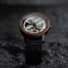 Skeleton Mechanical Wooden Watch Walnut Black - Hero