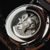 Handmade Natural Ebony Stainless Steel Premium Skeleton Mechanical Wooden Watches For Men