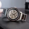 Handmade Natural Ebony Stainless Steel Premium Skeleton Mechanical Wooden Watches For Men