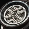 Handmade Natural Ebony Stainless Steel Premium Skeleton Mechanical Wooden Watches For Men