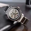 Handmade Natural Ebony Stainless Steel Premium Skeleton Mechanical Wooden Watches For Men