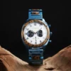 Wooden Watch Handcrafted White Dial Chronograph Calendar in Natural Zebrawood - Artisan 44MM_5 Wooden Watch Handcrafted White Dial Chronograph Calendar In Natural Zebrawood - Artisan 44Mm