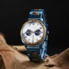Wooden Watch Handcrafted White Dial Chronograph Calendar in Natural Zebrawood - Artisan 44MM_6 Wooden Watches For Men Zebra Wood White