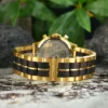 Engraved Wooden Watches Classic Handmade Mens Wood Watches Ebony Wood Chronograph Gold 44Mm