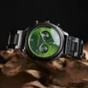 Handmade Chronograph Wooden Watch Natural Ebony wood Green - Artisan 44MM (5) Handmade Chronograph Wooden Watch Natural Ebony Wood Green - Artisan 44Mm