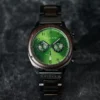 Handmade Chronograph Wooden Watch Natural Ebony wood Green - Artisan 44MM (8) Handmade Chronograph Wooden Watch Natural Ebony Wood Green - Artisan