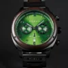 Handmade Chronograph Wooden Watch Natural Ebony wood Green - Artisan 44MM (9) Handmade Chronograph Wooden Watch Natural Ebony Wood Green - Artisan 44Mm