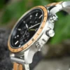 Whiskey Barrel Wood Watch American Oak Wood Handmade Classic Black Chronograph