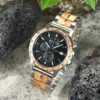 Whiskey Barrel Wood Watch American Oak Wood Handmade Classic Black Chronograph