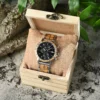 Whiskey Barrel Wood Watch American Oak Wood Handmade Classic Black Chronograph