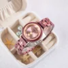 Amalfi Purple Heart Wood Watch Pink Quartz 34Mm