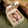Amalfi Purple Heart Wood Watch Pink Quartz 34Mm