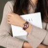 Amalfi Purple Heart Wood Watch Pink Quartz 34Mm