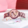 Amalfi Purple Heart Wood Watch Pink Quartz 34Mm