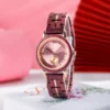 Amalfi Purple Heart Wood Watch Pink Quartz 34Mm
