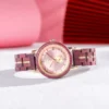 Amalfi Purple Heart Wood Watch Pink Quartz 34Mm
