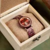 Big Sur Purple Heart Wood Watch Gold Quartz 34Mm