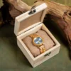 Dalmatian Olive Wood Watch Sky Quartz 34Mm